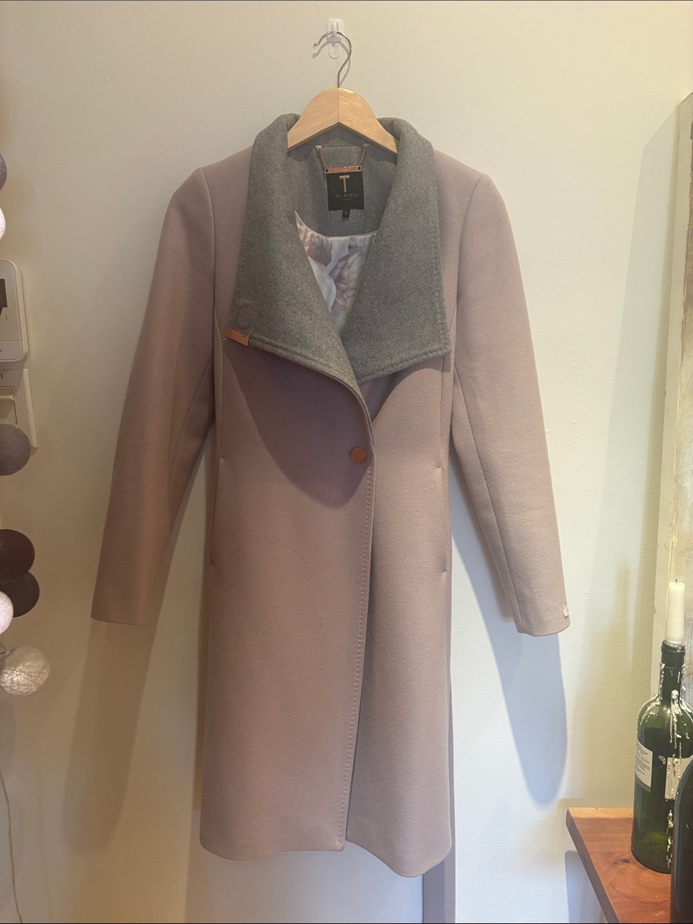 Ted Baker London Dusty Rose Trench with Gray Contrast Collar